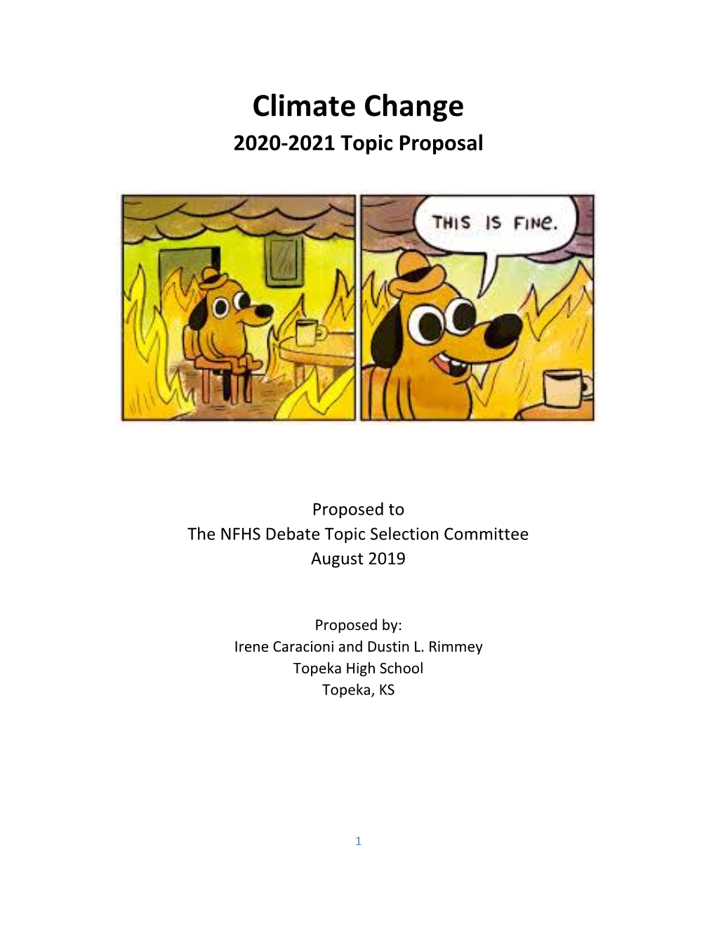 Climate Change 2020-2021 Topic Proposal