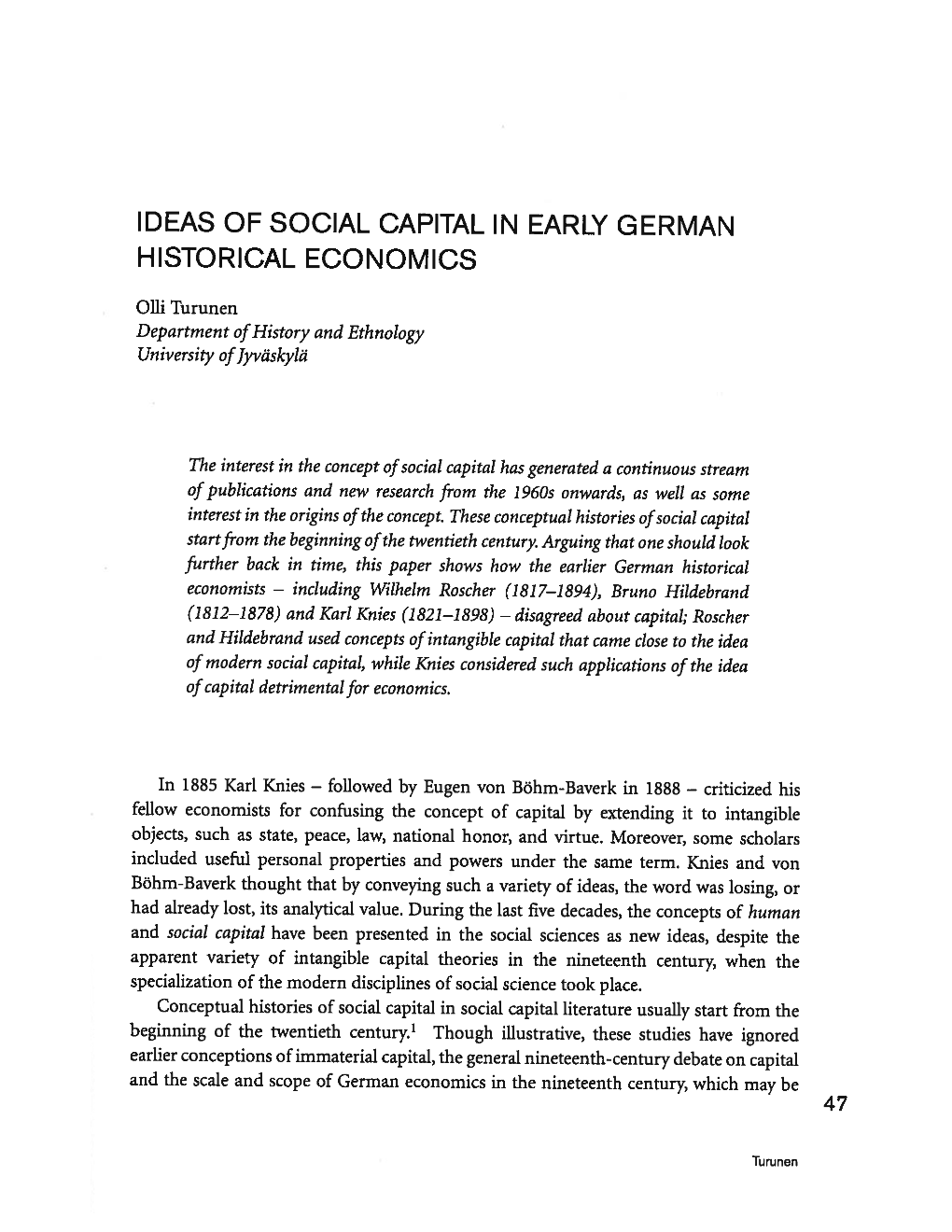 Ideas of Social Capital in Early German Historical Economics