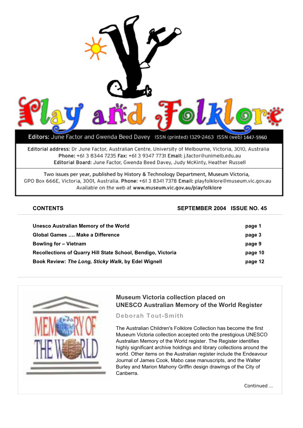 Play and Folklore No 45 September 2004