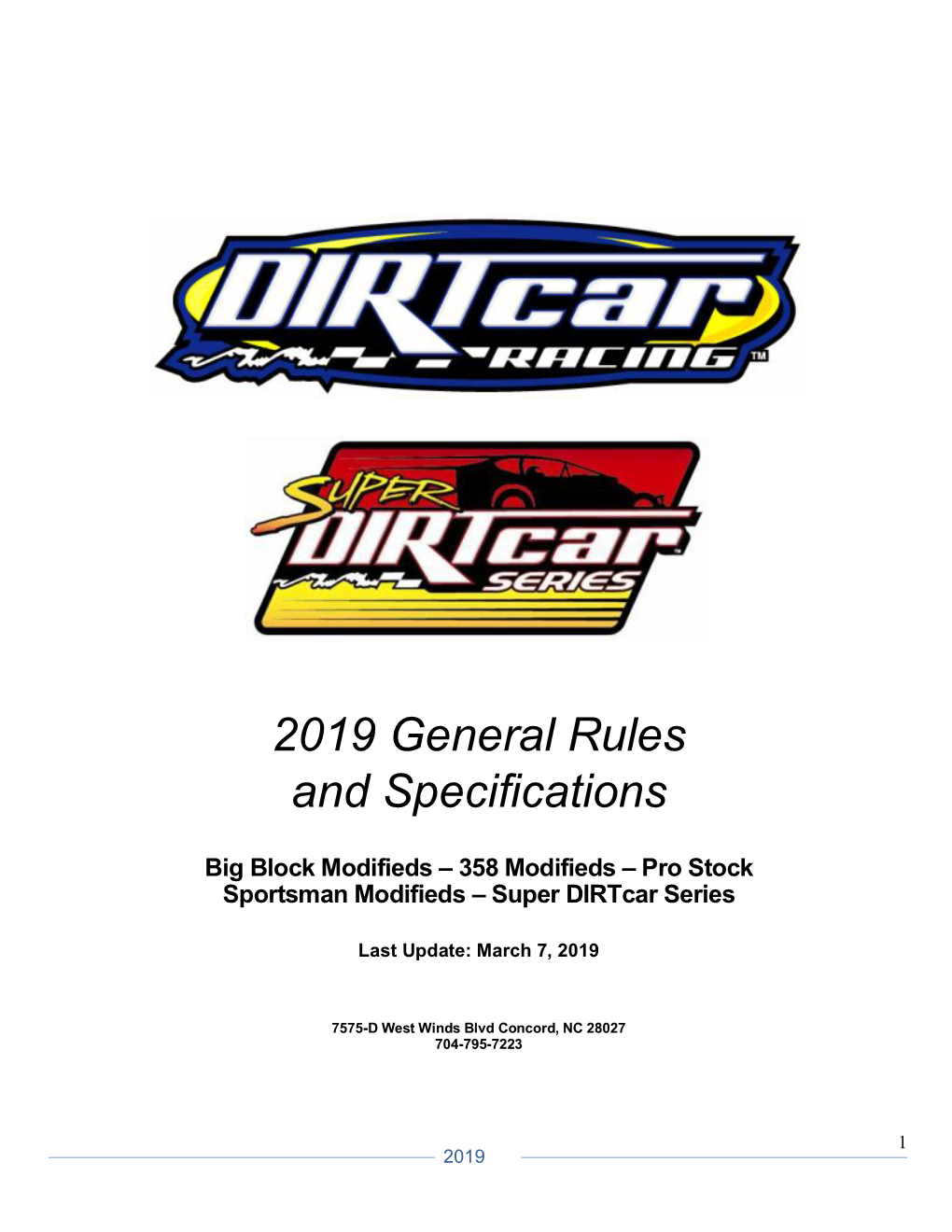2019 General Rules and Specifications