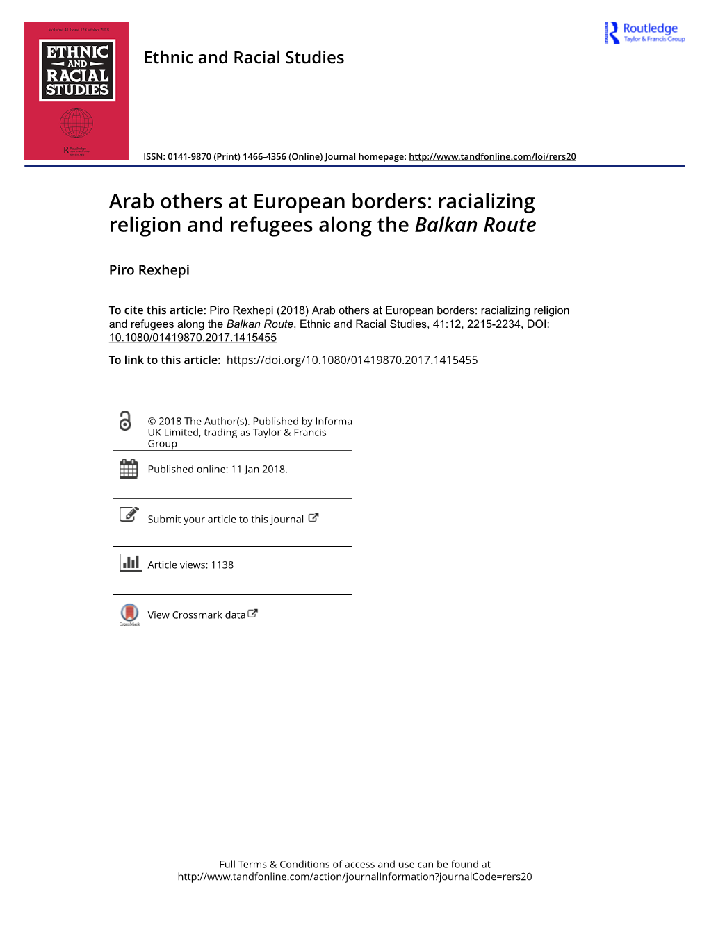 Racializing Religion and Refugees Along the Balkan Route