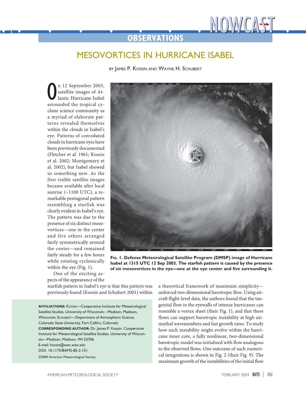Observations Mesovortices in Hurricane Isabel