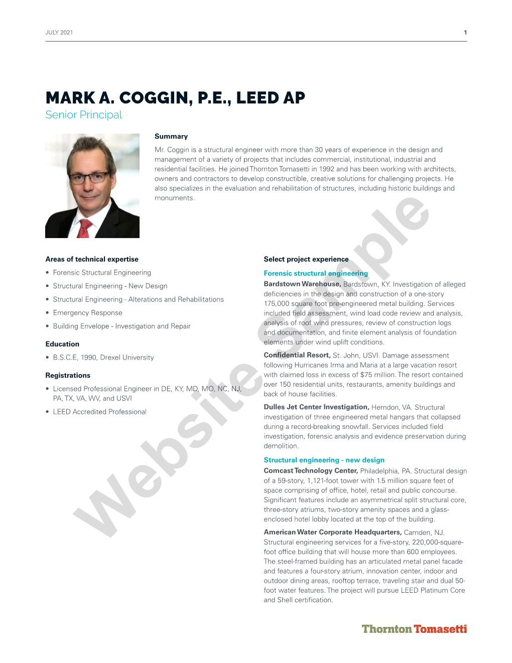 MARK A. COGGIN, P.E., LEED AP Senior Principal