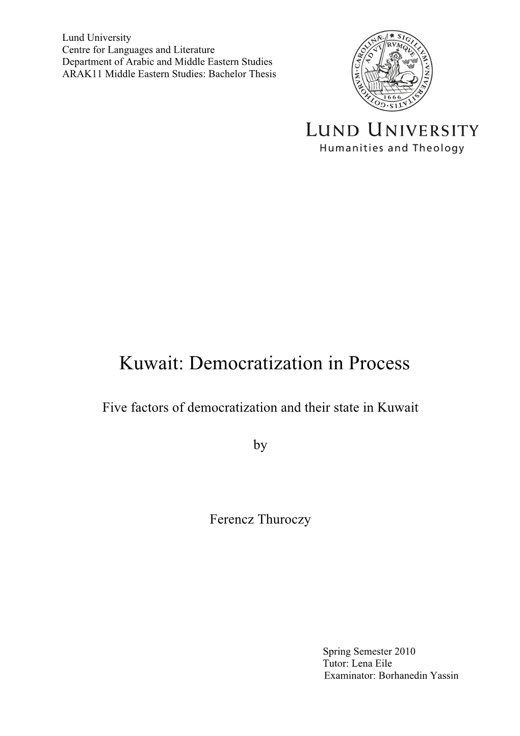 Kuwait: Democratization in Process
