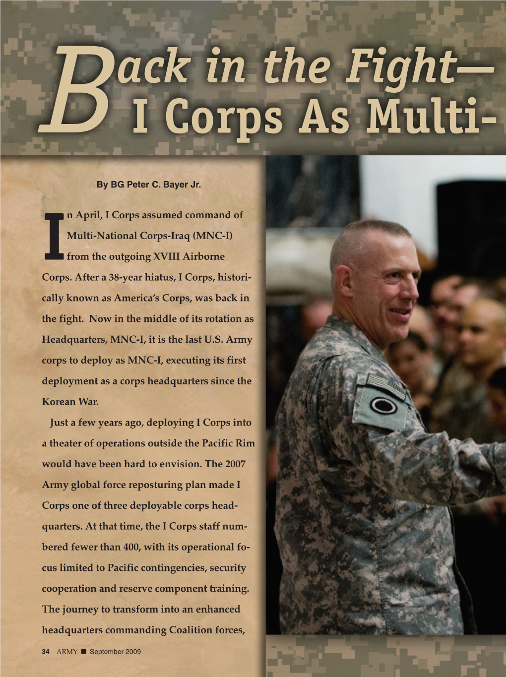 I Corps As Multi- National Corps-Iraq