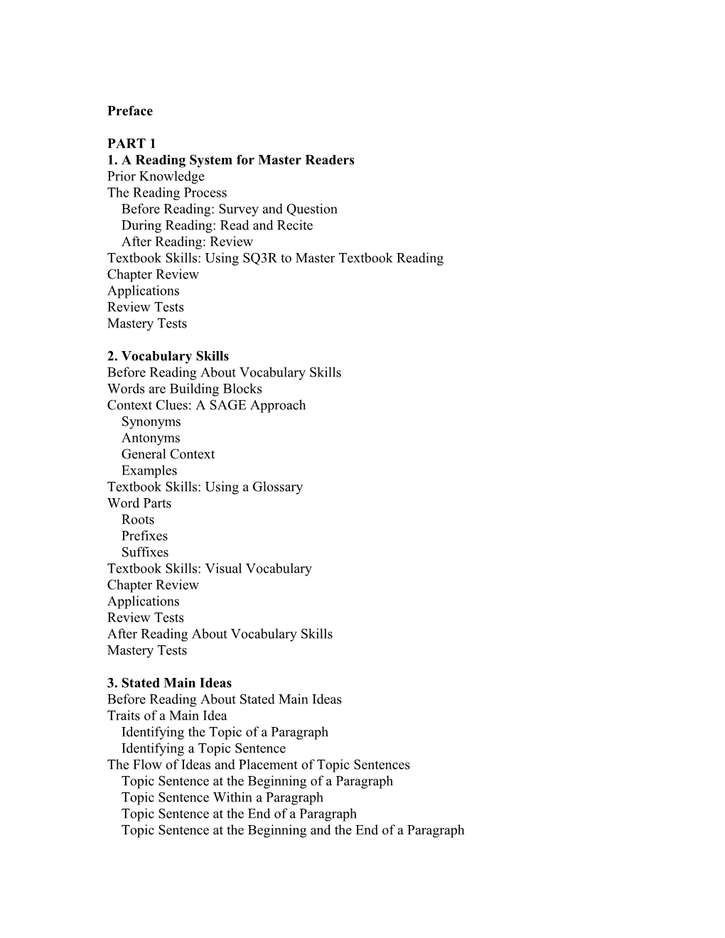 Skilled Reader TOC