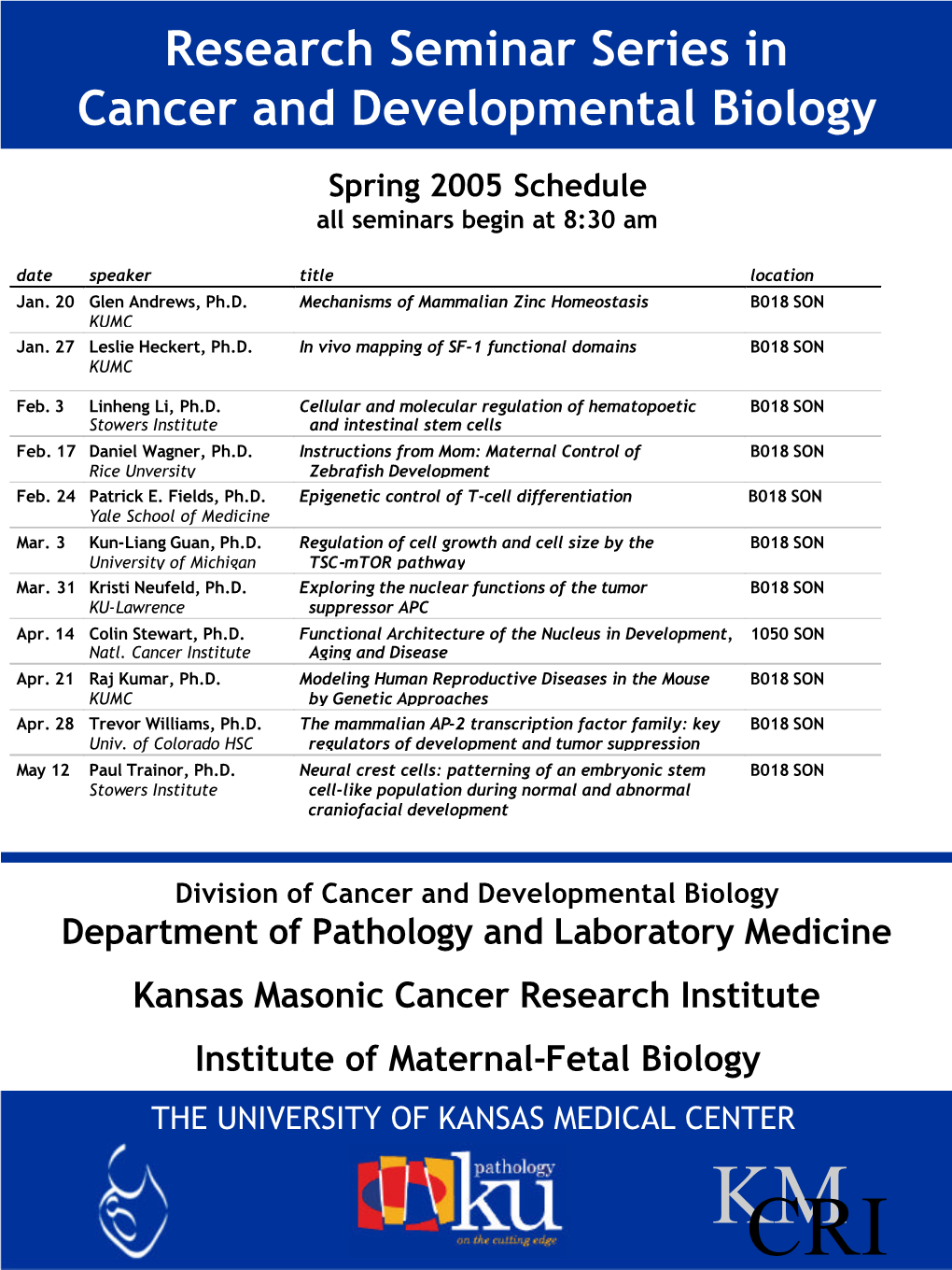 Fall 2005 Seminar Schedule 8-25