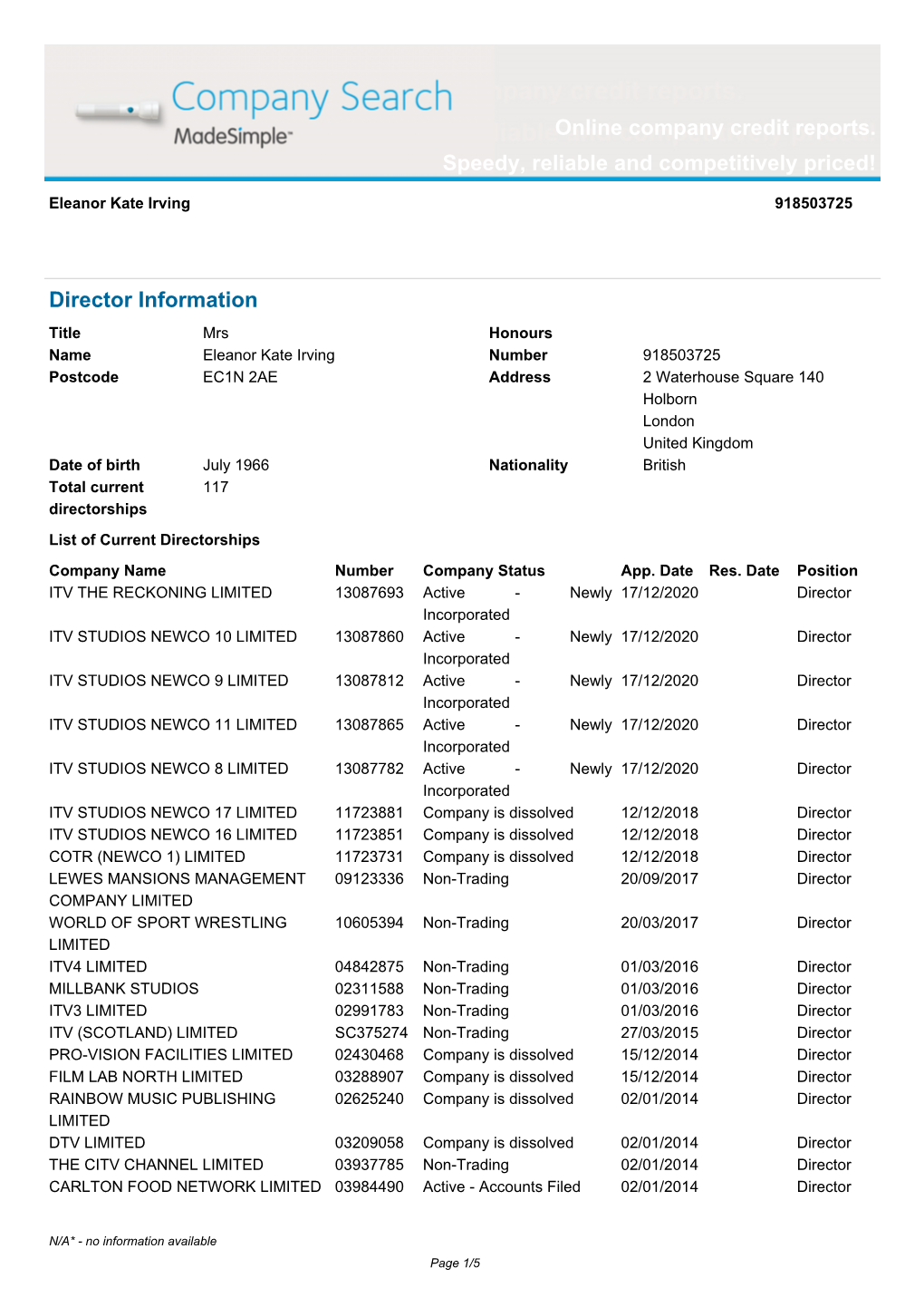 Online Company Credit Reports. Speedy, Reliable and Competitively Priced!