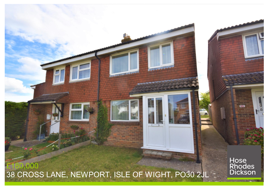 £180,000 38 Cross Lane, Newport, Isle of Wight, Po30 2Jl