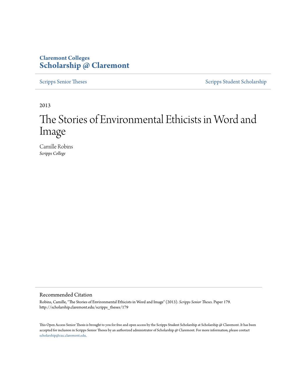 The Stories of Environmental Ethicists in Word and Image
