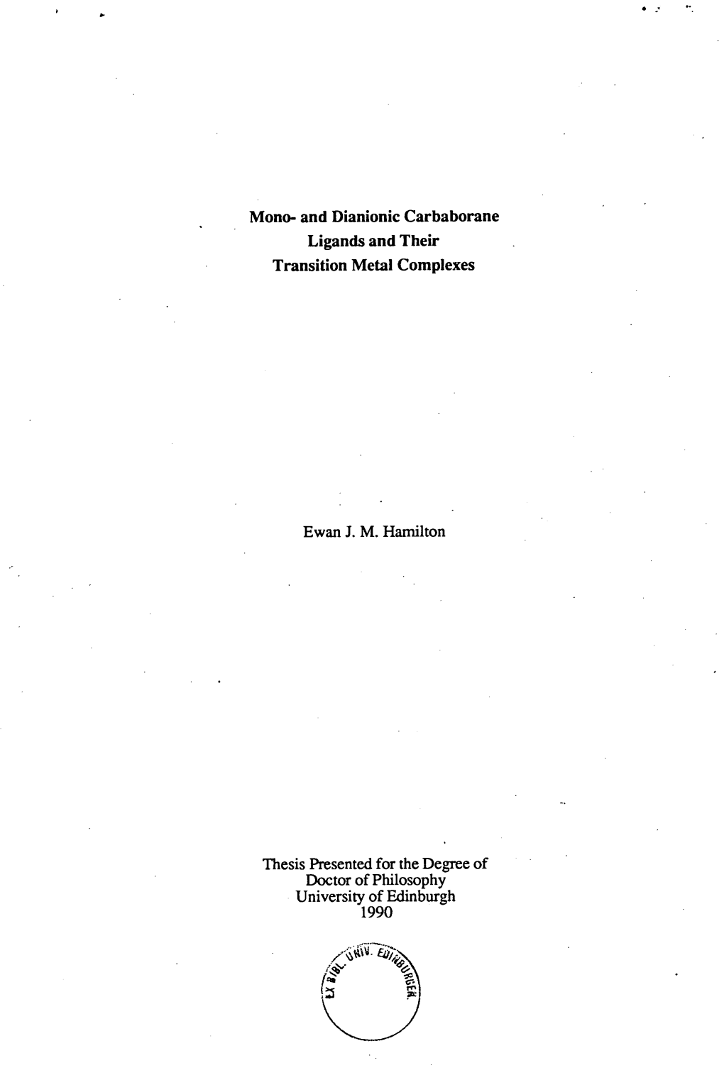 And Dianionic Carbaborane Ligands and Their Transition Metal Complexes