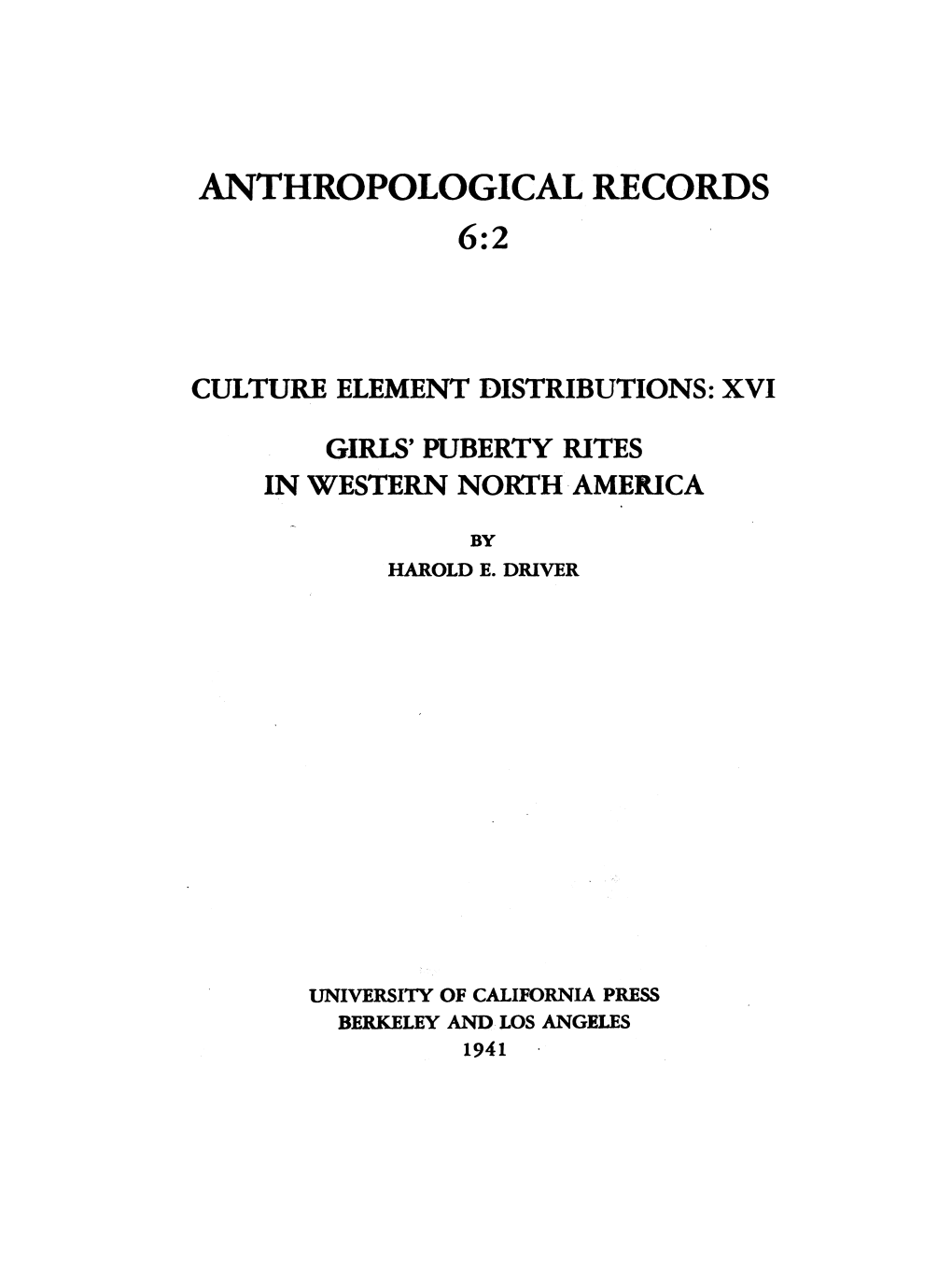 Anthropological Records 6:2