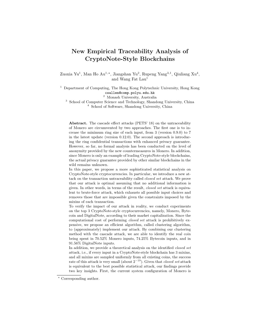 New Empirical Traceability Analysis of Cryptonote-Style Blockchains