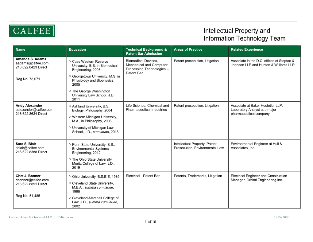 Intellectual Property and Information Technology Team