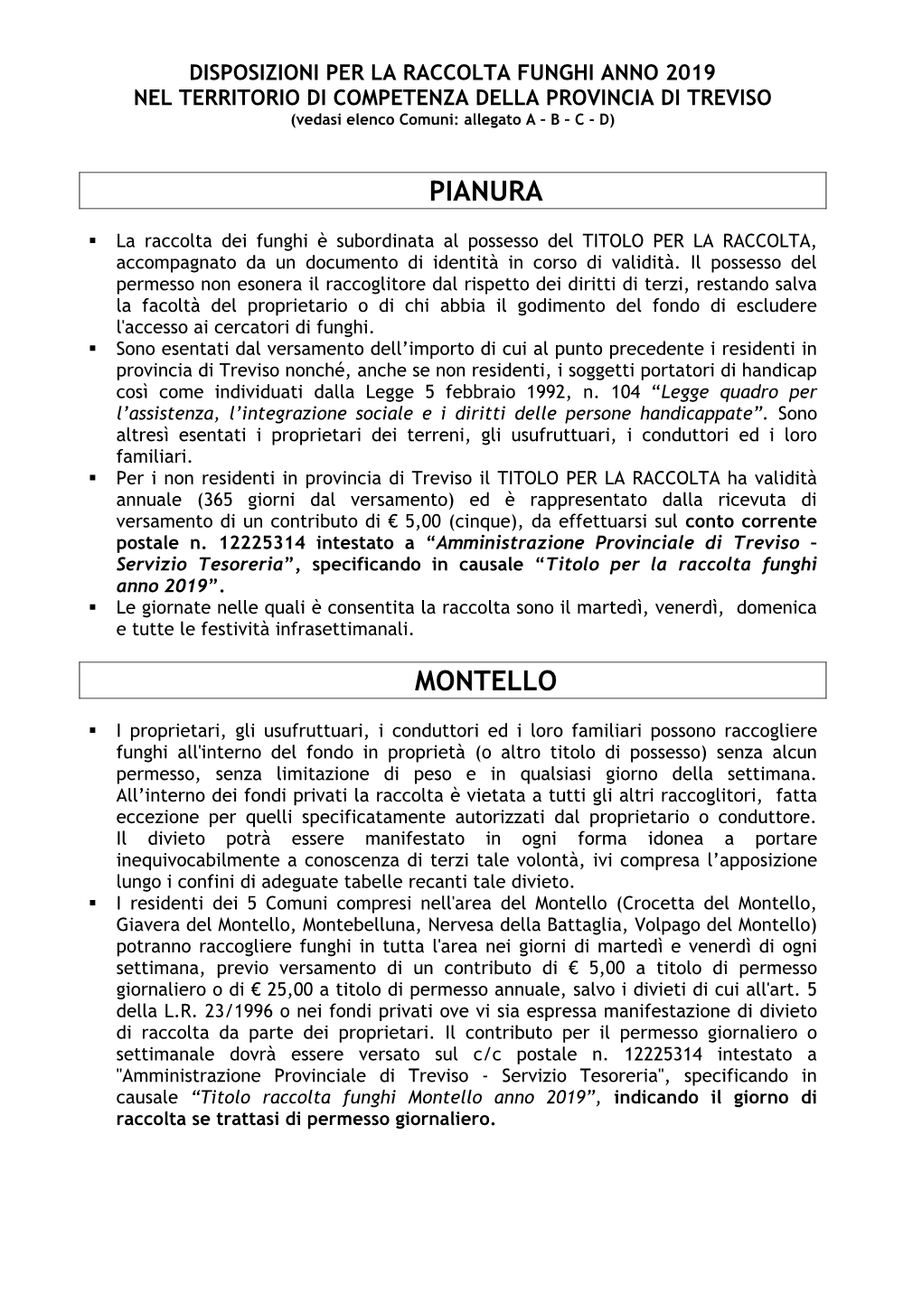 Disposizioni Per La Raccolta Funghi Nel Territorio Di Competenza Provinciale