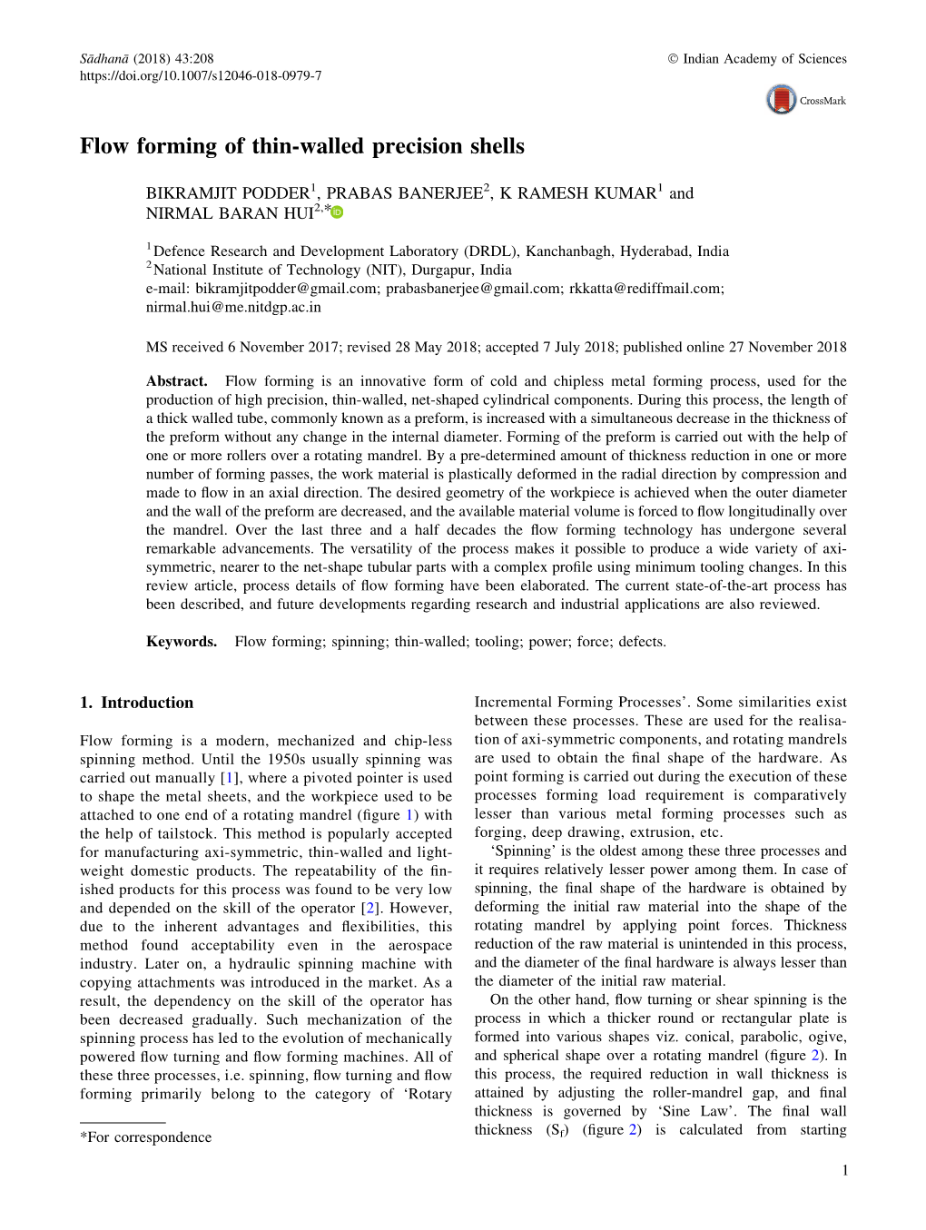 Flow Forming of Thin-Walled Precision Shells