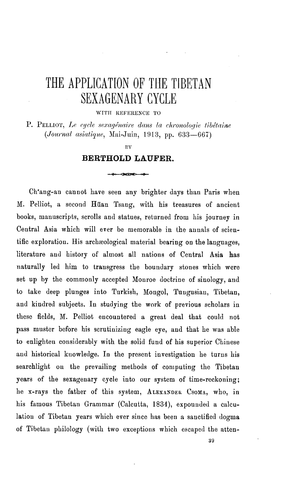 The Application of the Tibetan Sexagenary Cycle With