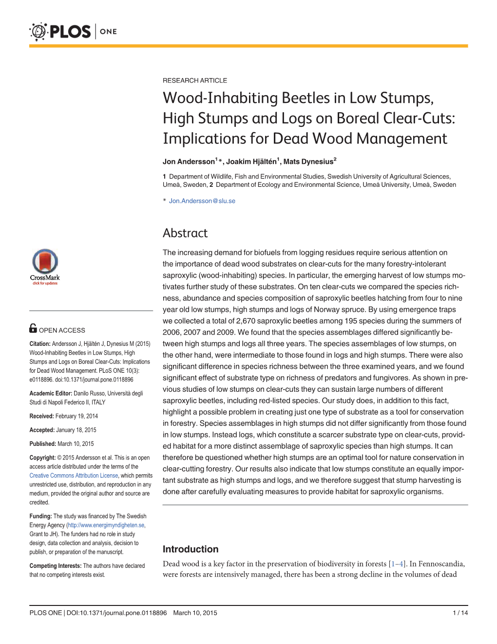 Implications for Dead Wood Management