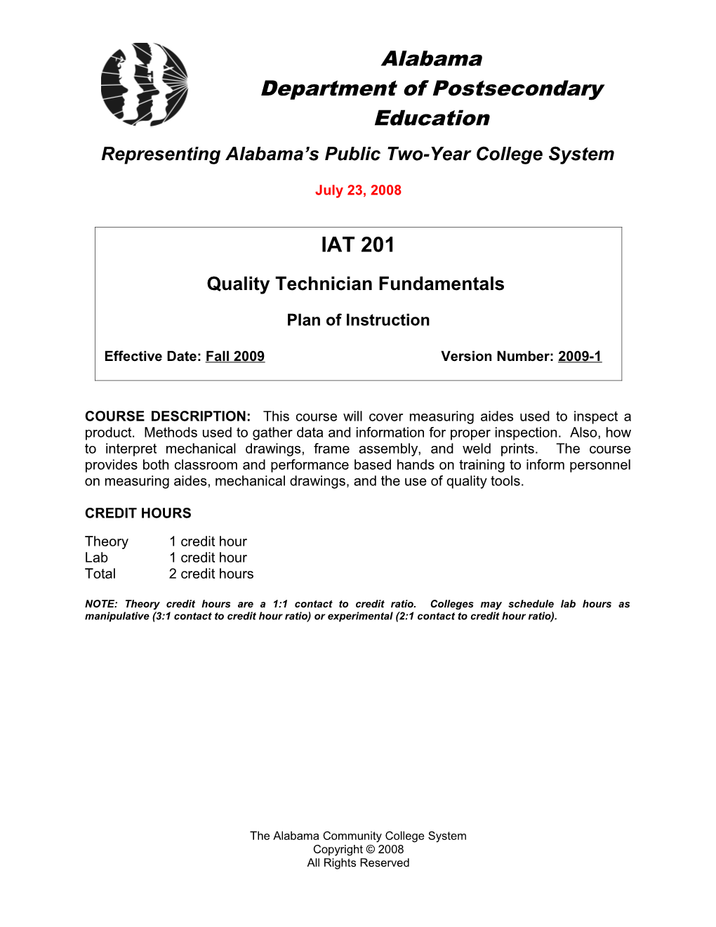 Quality Technician Fundamentals IAT 201