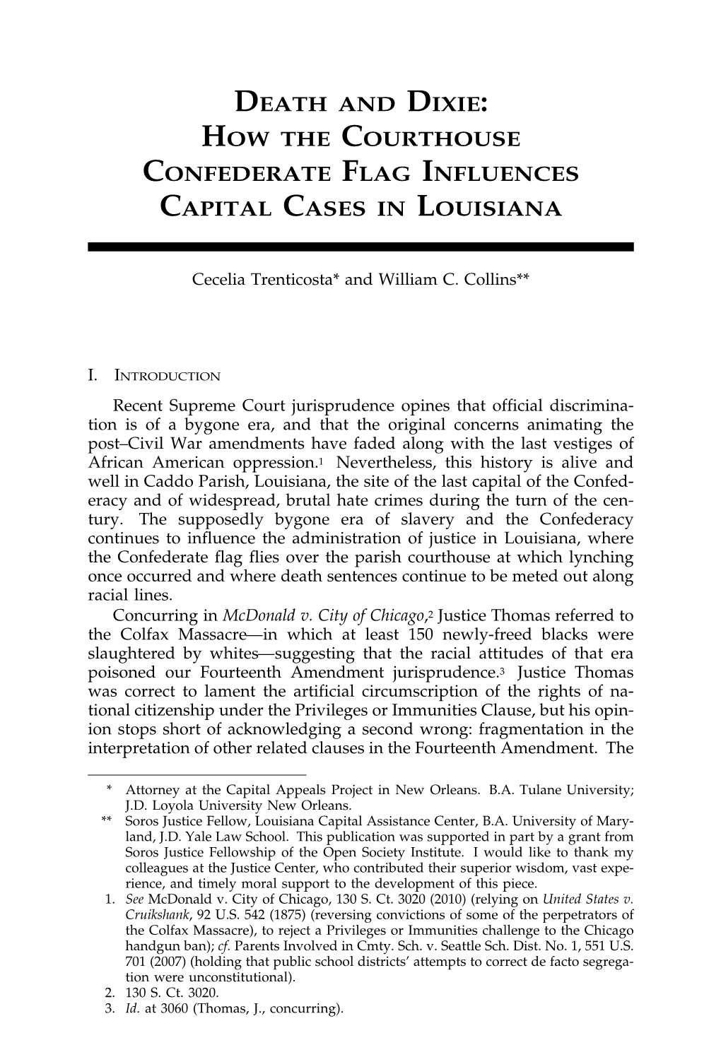 Death and Dixie: How the Courthouse Confederate Flag Influences Capital Cases in Louisiana