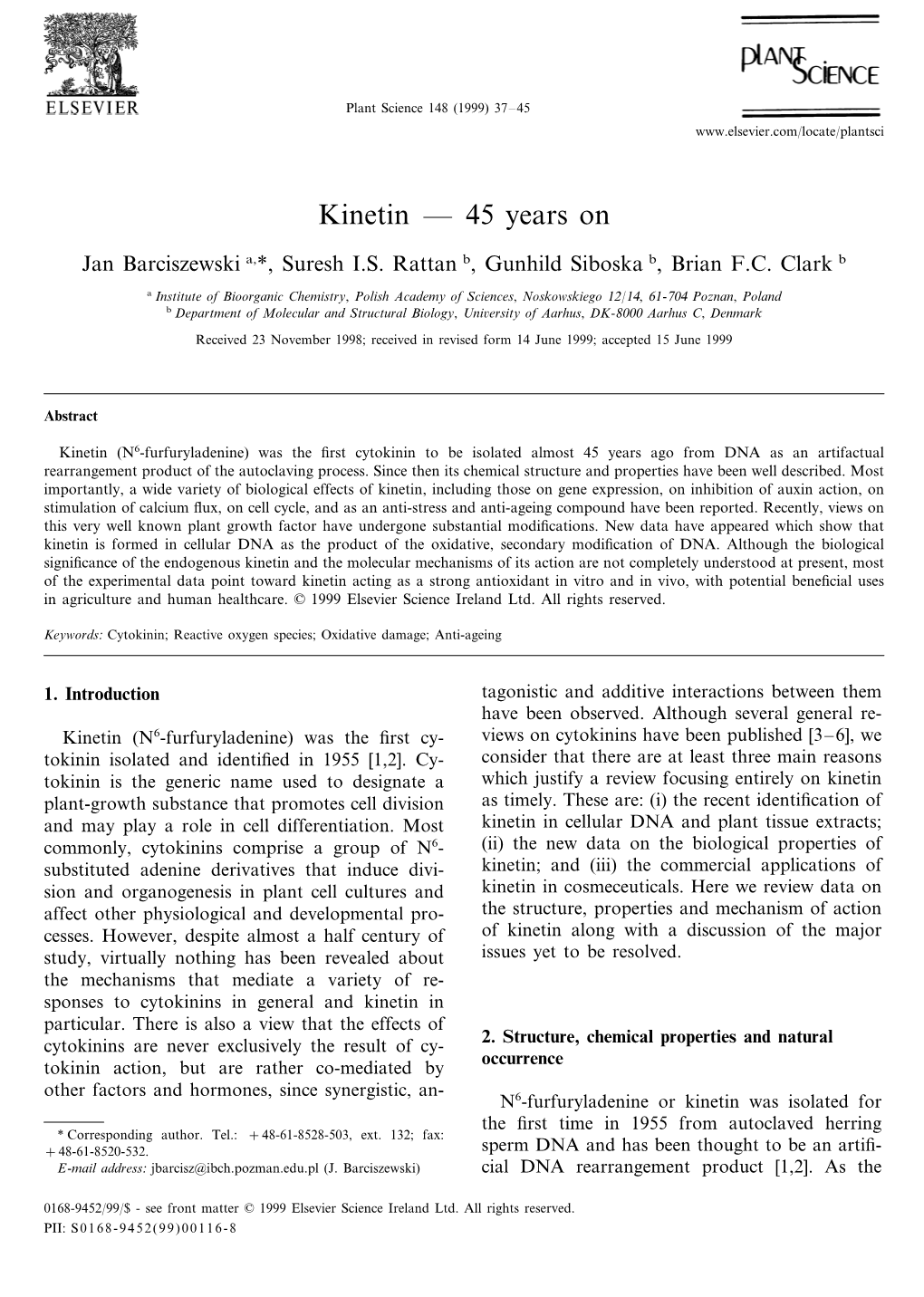 Kinetin — 45 Years On