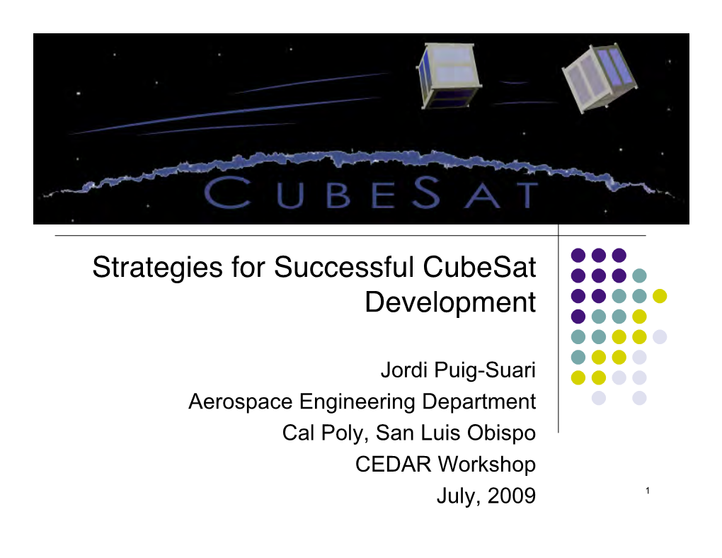 Strategies for Successful Cubesat Development