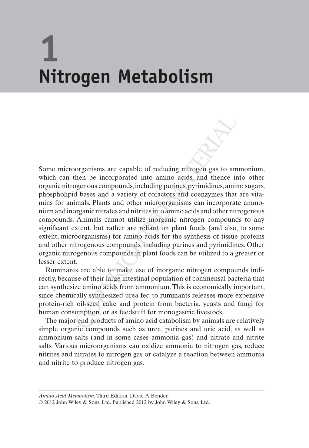 1 Nitrogen Metabolism