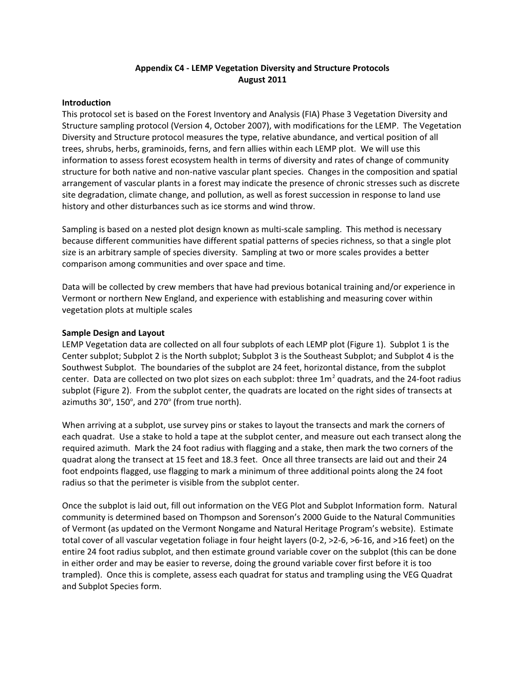 Appendix C4 - LEMP Vegetation Diversity and Structure Protocols