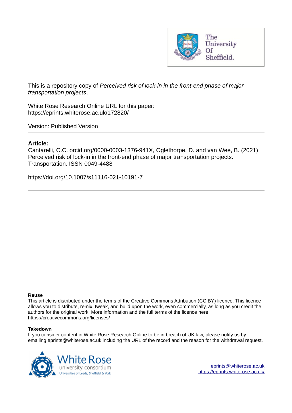 Perceived Risk of Lock-In in the Front-End Phase of Major Transportation Projects