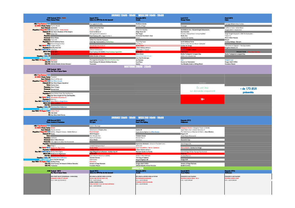 + De 170 JEUX Présentés