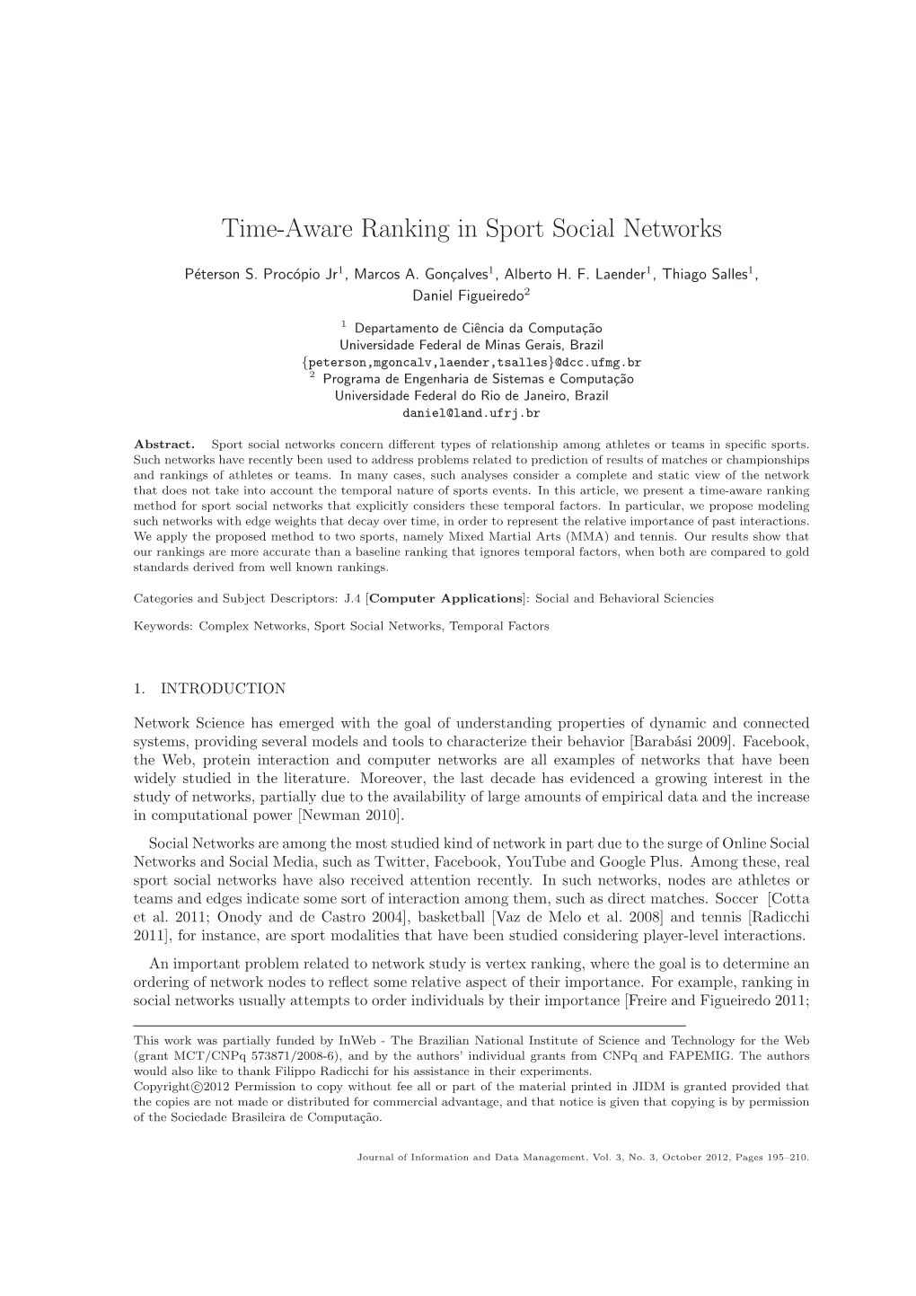 Time-Aware Ranking in Sport Social Networks