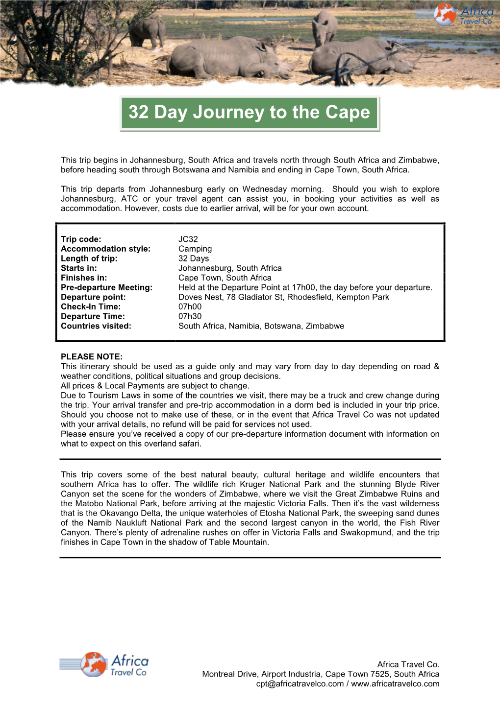 32 Day Journey to the Cape