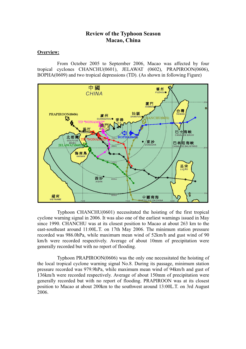 Review of the Typhoon Season Macao, China