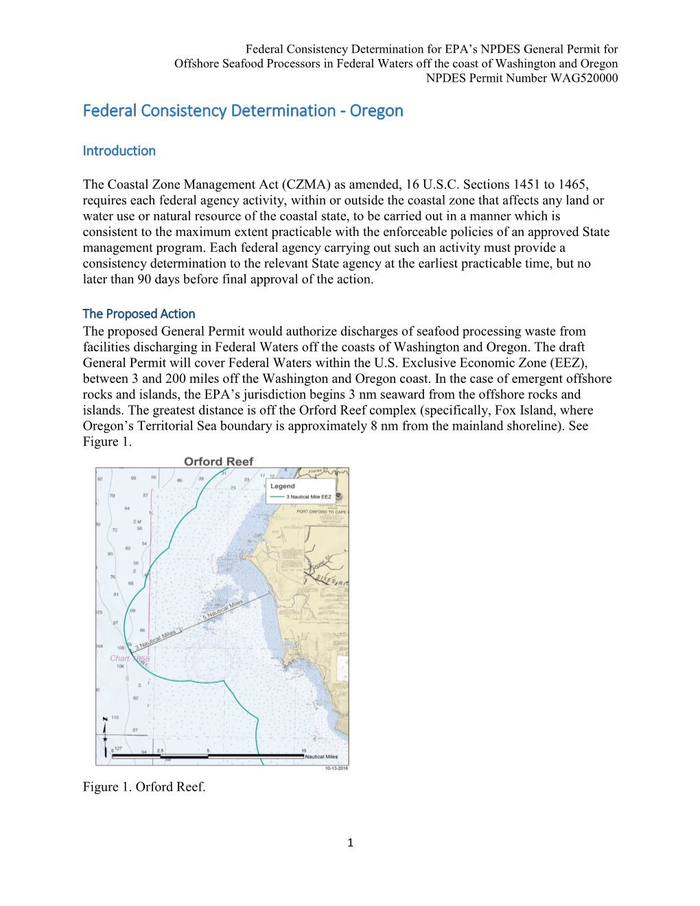 Federal Consistency Determination -Oregon