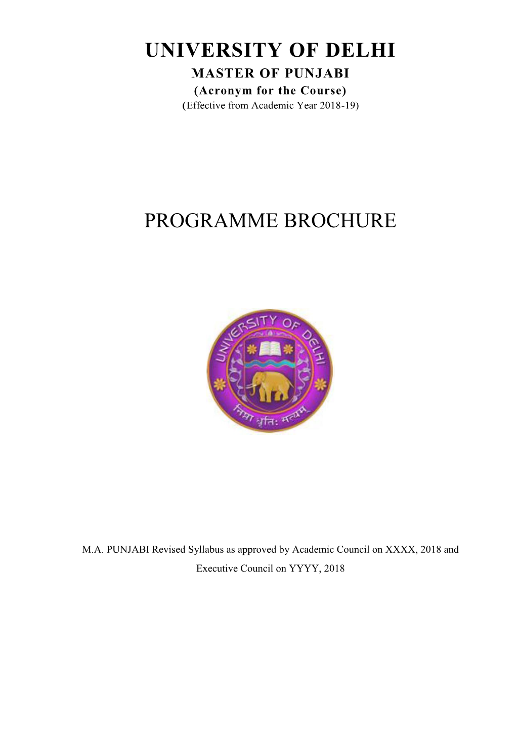 University of Delhi Programme Brochure