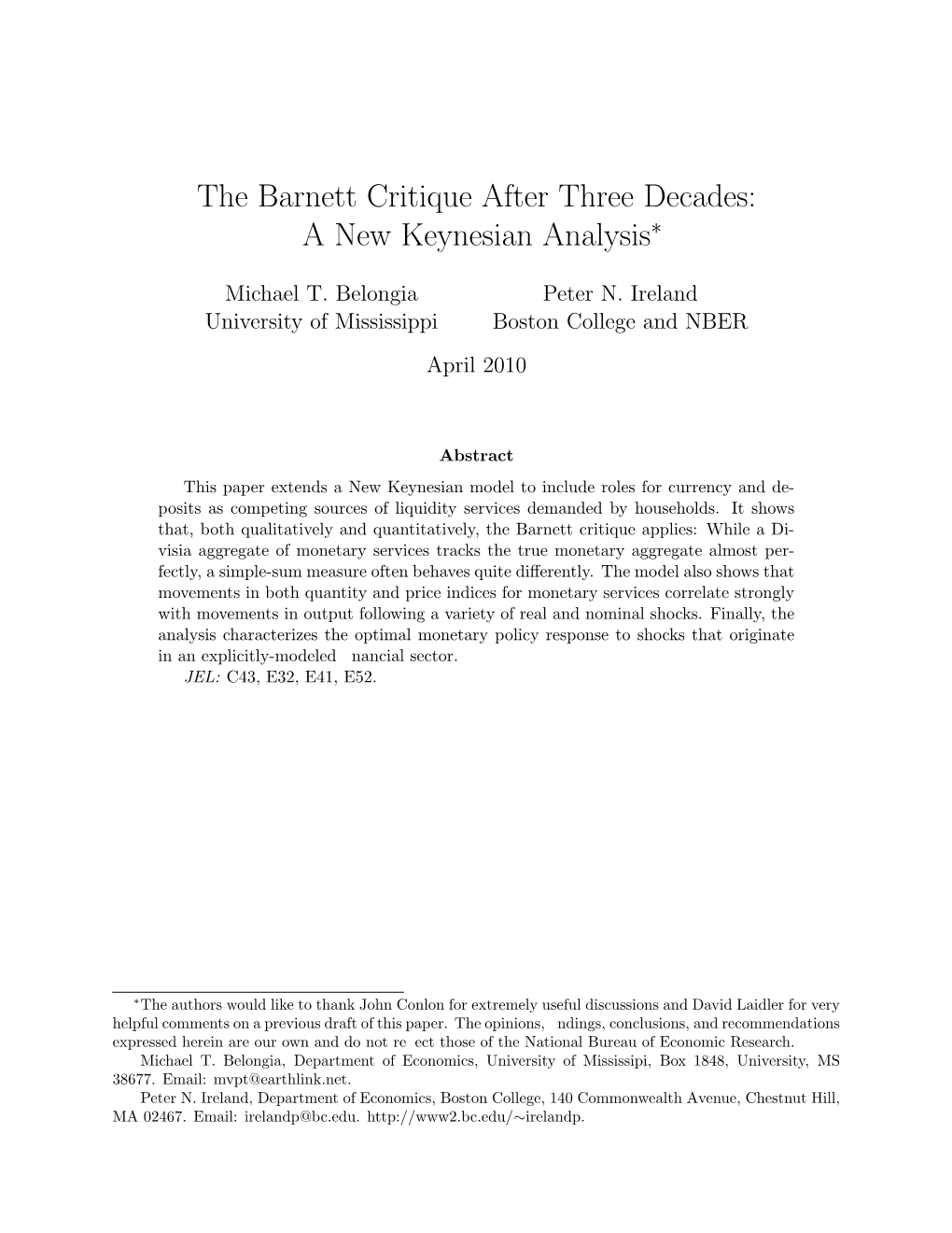 The Barnett Critique After Three Decades: a New Keynesian Analysis