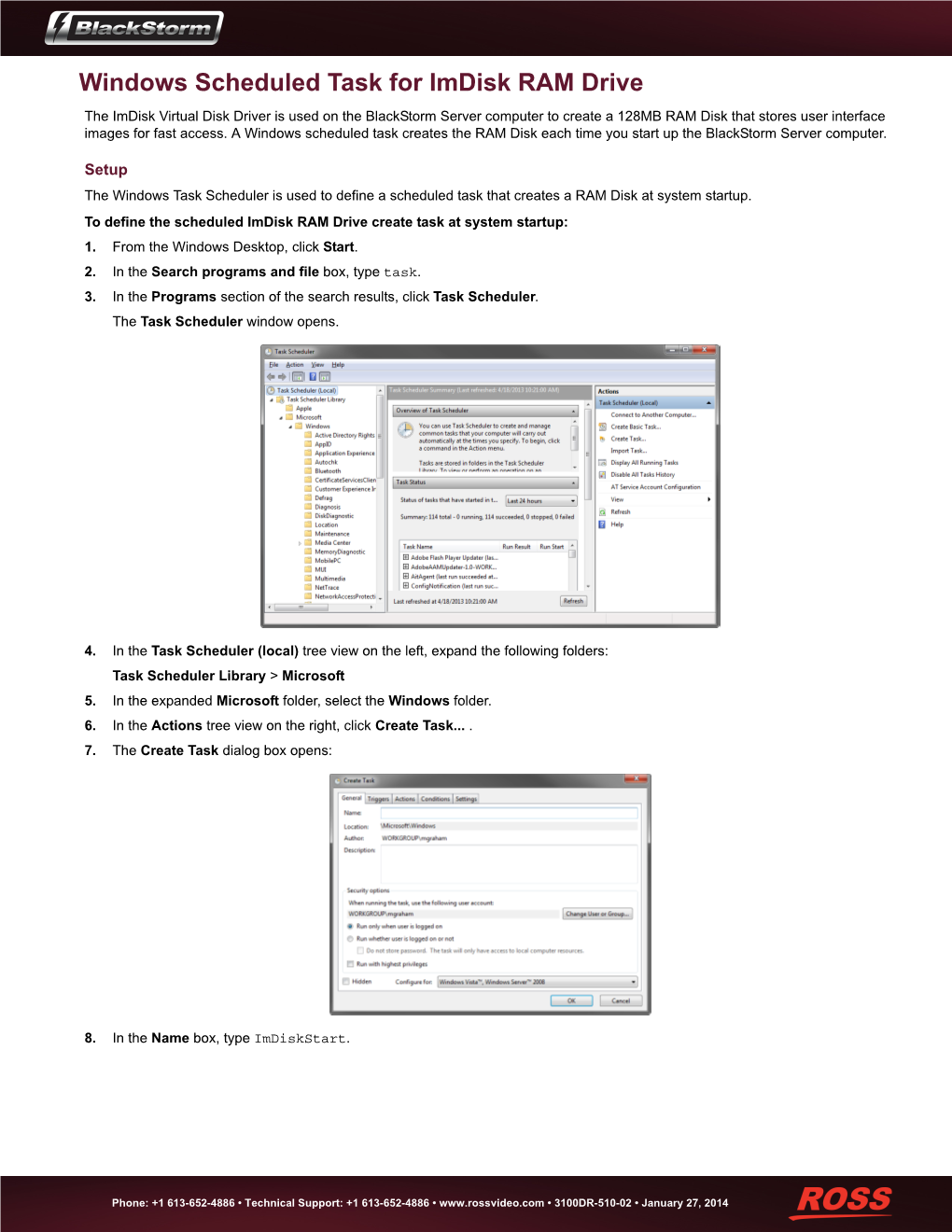 Windows Scheduled Task for Imdisk RAM Drive