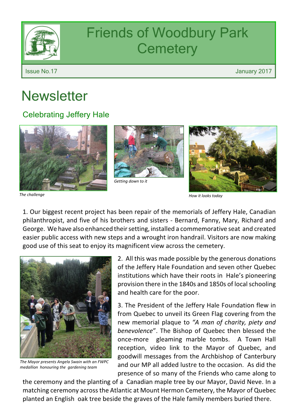 Newsletter Friends of Woodbury Park Cemetery