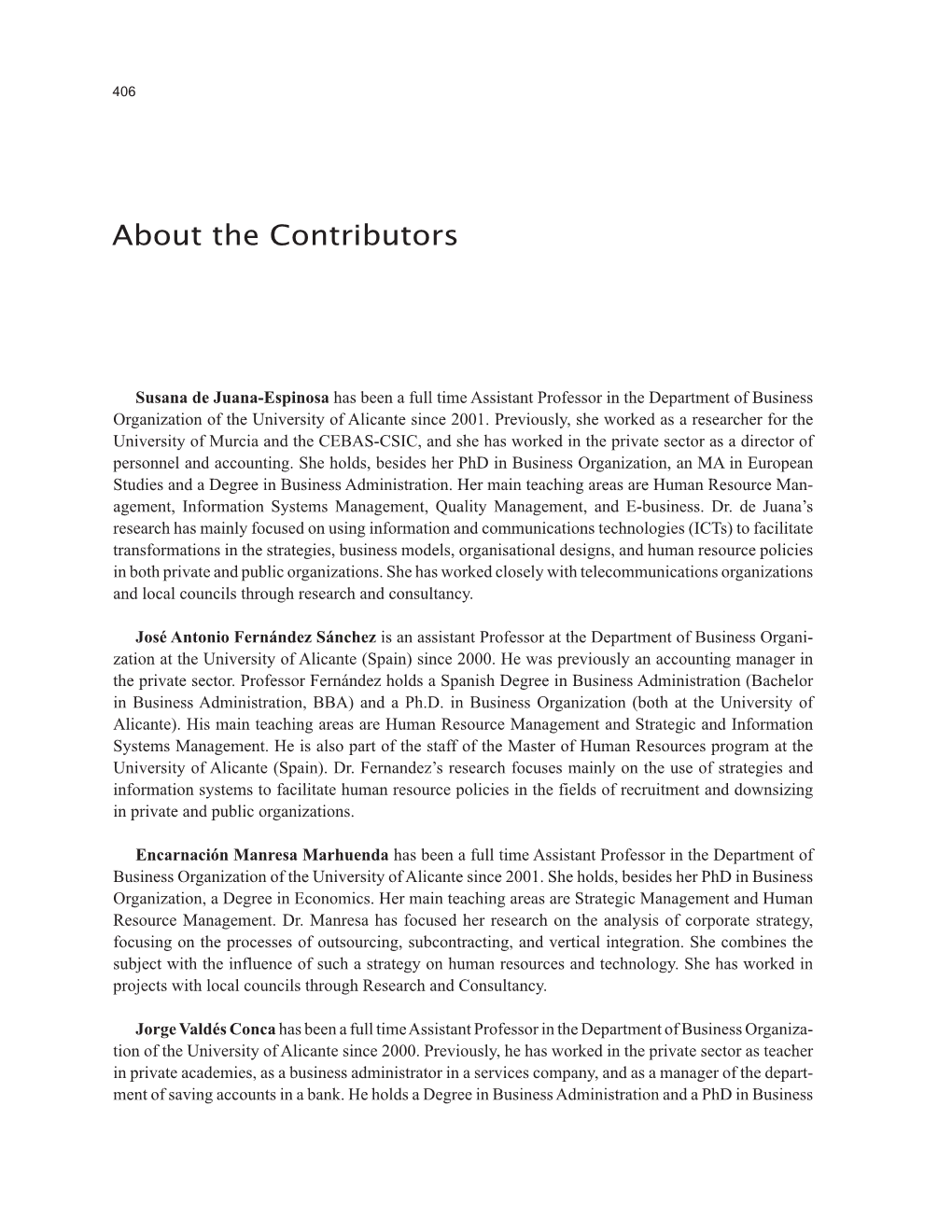 About the Contributors