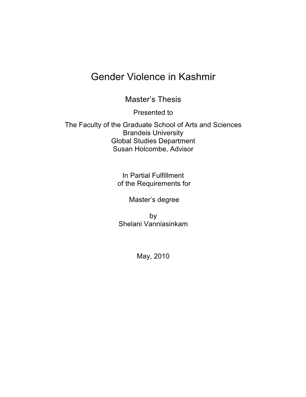 Gender Violence in Kashmir