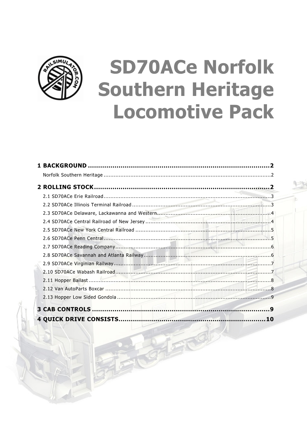 Sd70ace Norfolk Southern Heritage Locomotive Pack