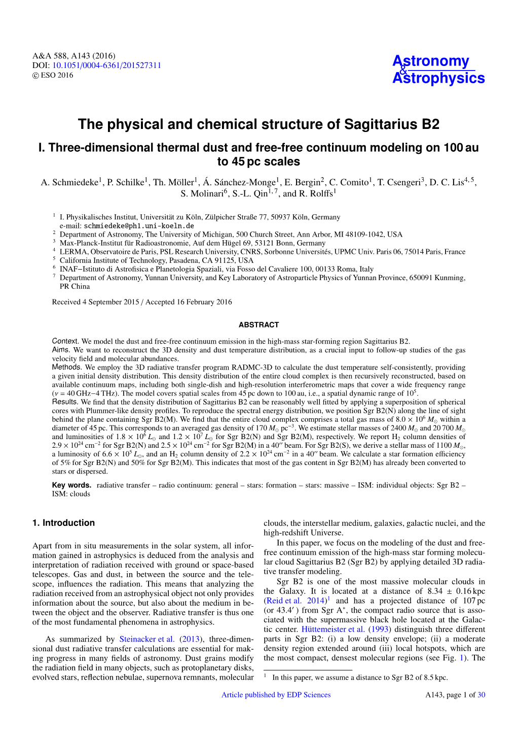 The Physical and Chemical Structure of Sagittarius B2 I