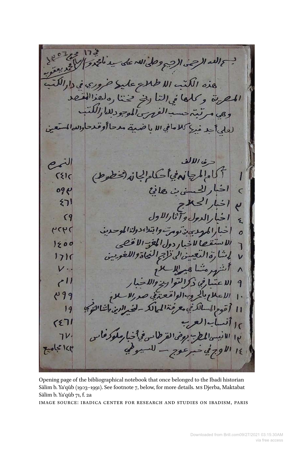 Downloaded from Brill.Com09/27/2021 03:15:30AM Via Free Access Journal of Islamic Manuscripts 12 (2021) 1–6