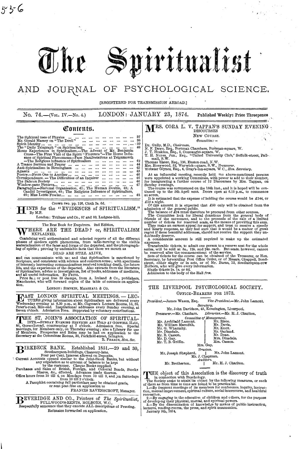 Spiritualist V4 N4 Jan 23 1874