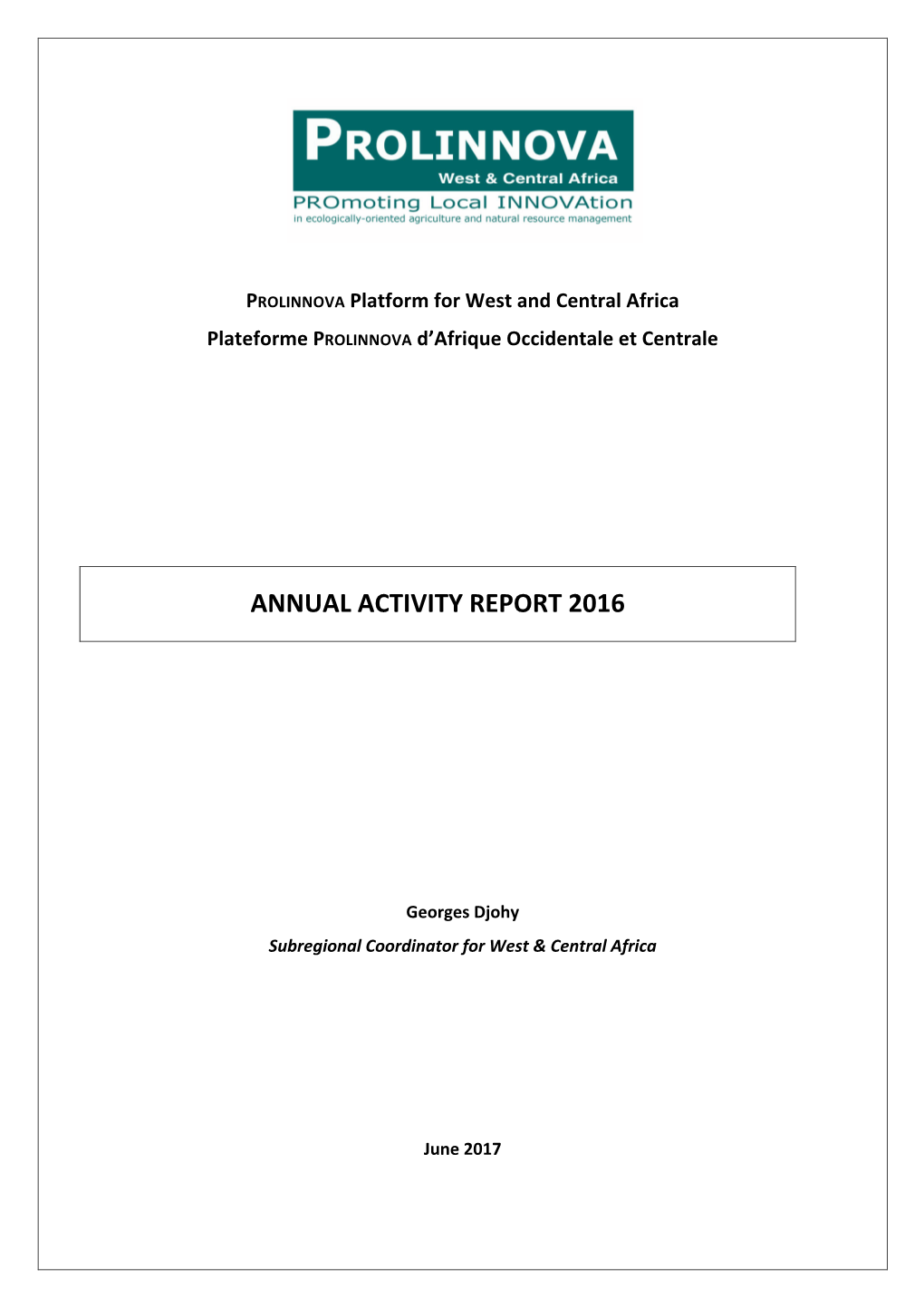 Annual Activity Report 2016