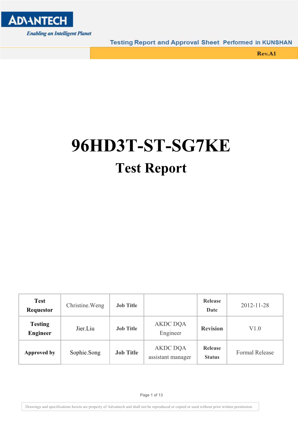 96HD3T-ST-SG7KE Test Report