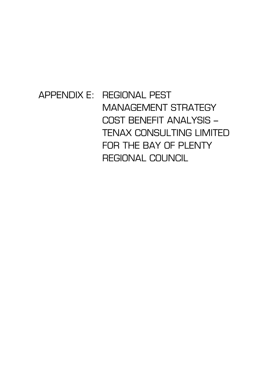 Regional Pest Management Strategy Cost Benefit Analysis