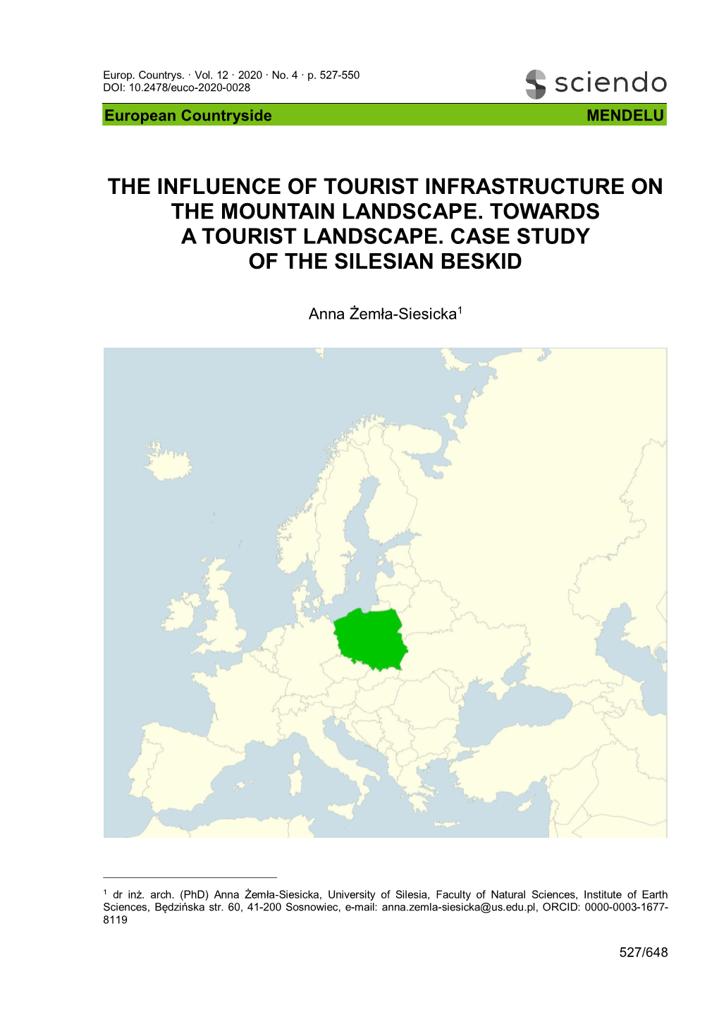 The Influence of Tourist Infrastructure on the Mountain Landscape