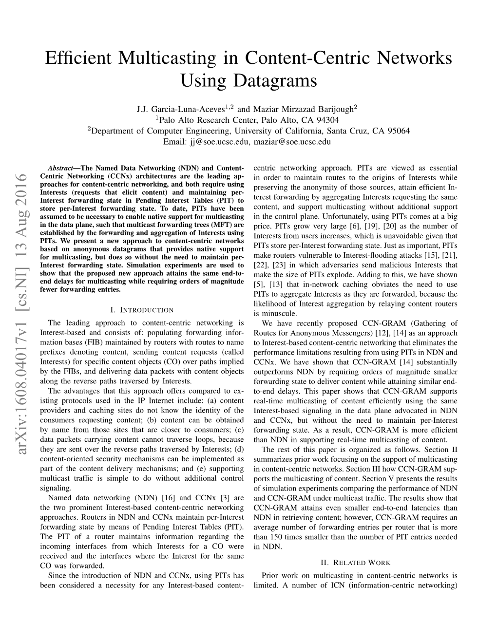 Efficient Multicasting in Content-Centric Networks Using