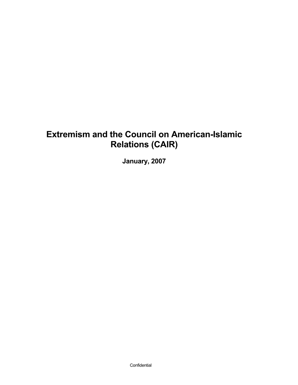 Extremism and the Council on American-Islamic Relations (CAIR)